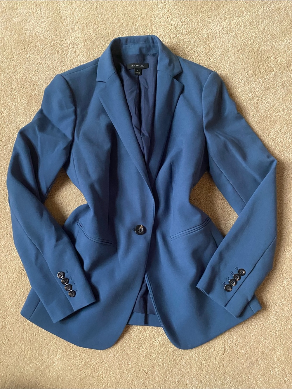 Ann Taylor Blue Tailored Single-Button Blazer